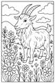 Sunny Meadow Goat and Wildflowers