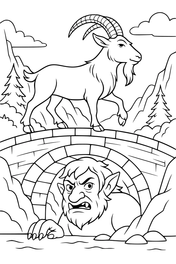 The Brave Goat on the Rocky Bridge