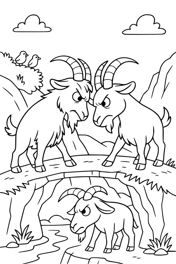 The Bridge Showdown: Three Stubborn Goats
