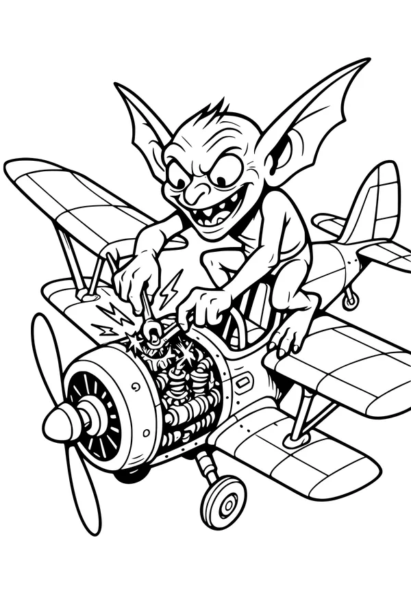 Goblin Tinkers a Tiny Biplane