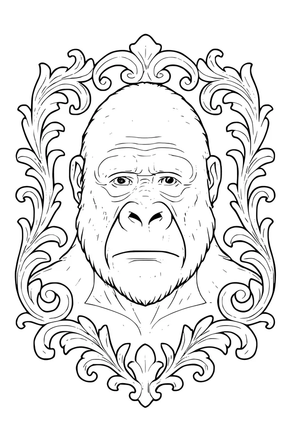 Gorilla King in a Swirly Frame