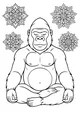 Peaceful Gorilla in Flower Mandalas