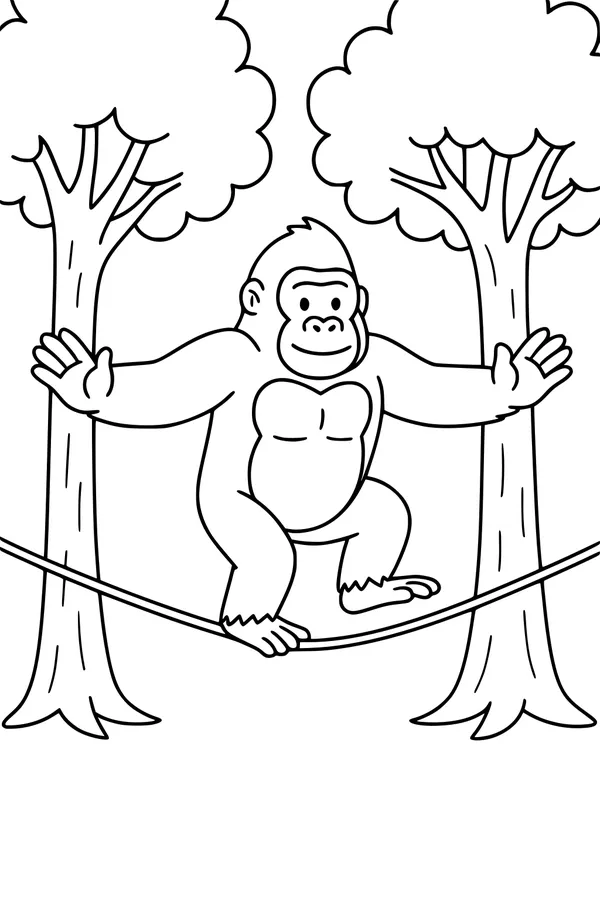 Gorilla Tries the Jungle Tightrope