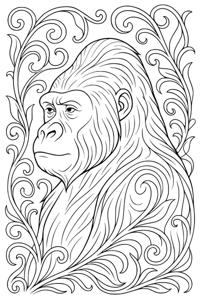 Regal Gorilla in the Jungle Swirls