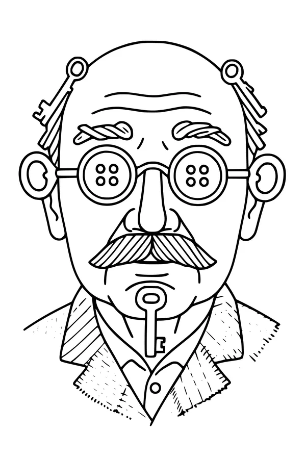 Grandpa With Button Glasses and Keys