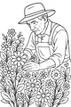 Grandpa Tends the Daisy Garden