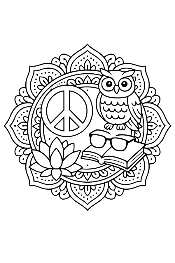 Grandpa's Peaceful Owl Mandala