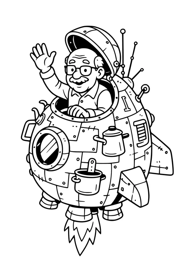 Grandpa Blasts Off in the Teakettle Rocket