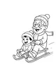Grandpa and Grandson Zoom Down Snowy Hill