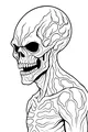 Free Alien Coloring Page - Side-View Skull-Faced Creature With Wiggly Brain (Printable PDF)