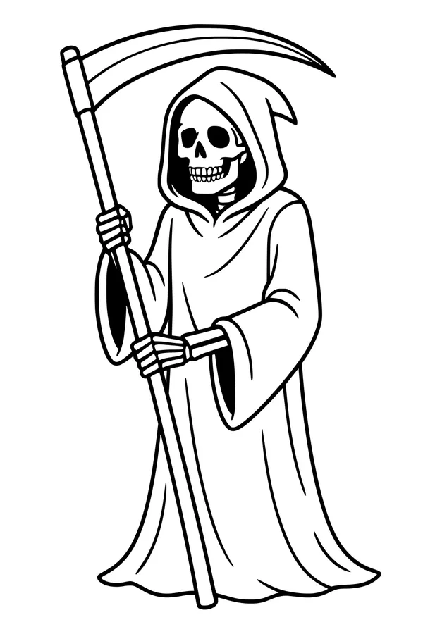 Grinning Reaper in Hooded Robe