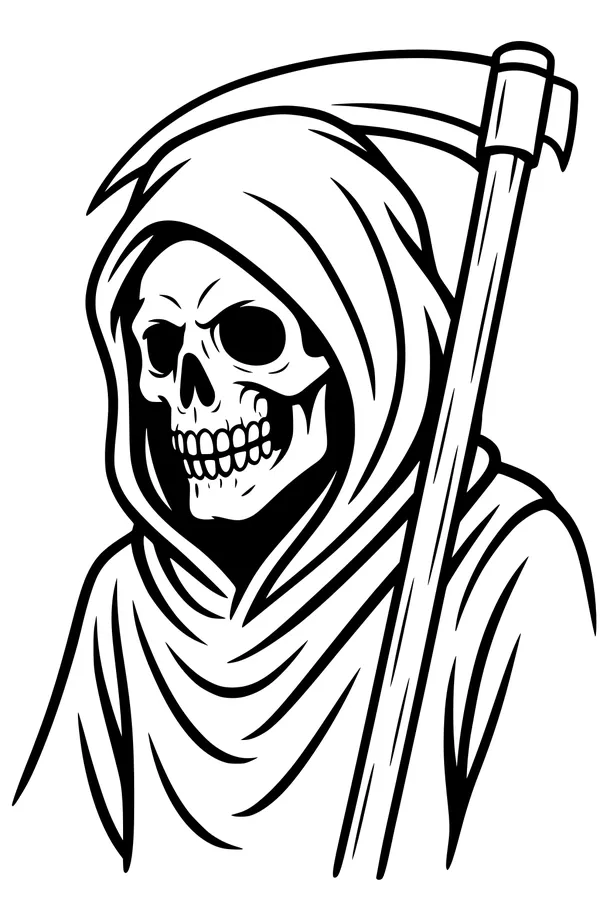Grinning Reaper in Cozy Hood