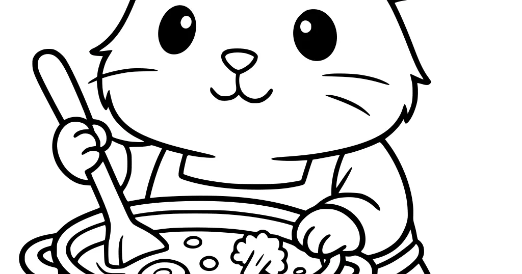 Picture of Chef Guinea Pig Makes Vegetable Soup - Coloring Circus