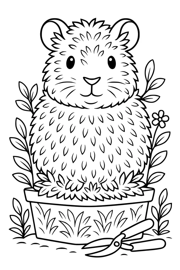 Fluffy Guinea Pig in the Garden
