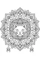 Moonlit Cat Mandala With Spiders
