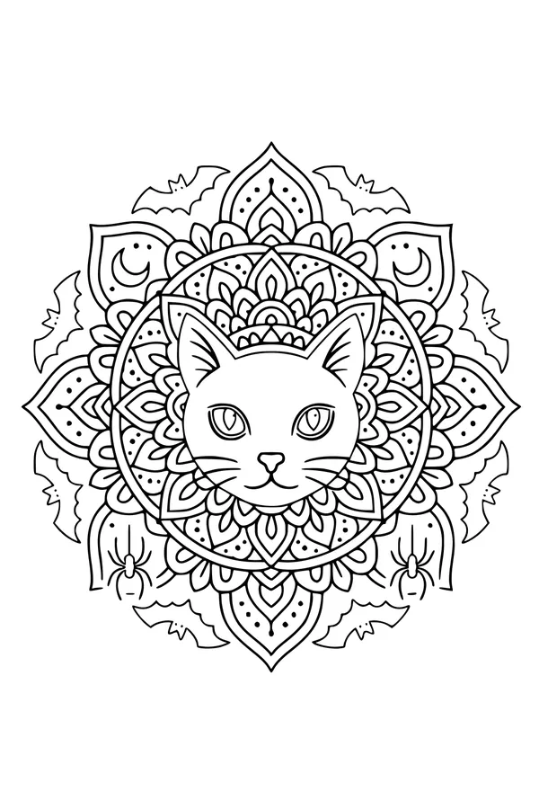 Moonlit Cat Mandala
