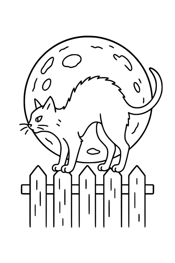 Moonlight Cat on the Fence