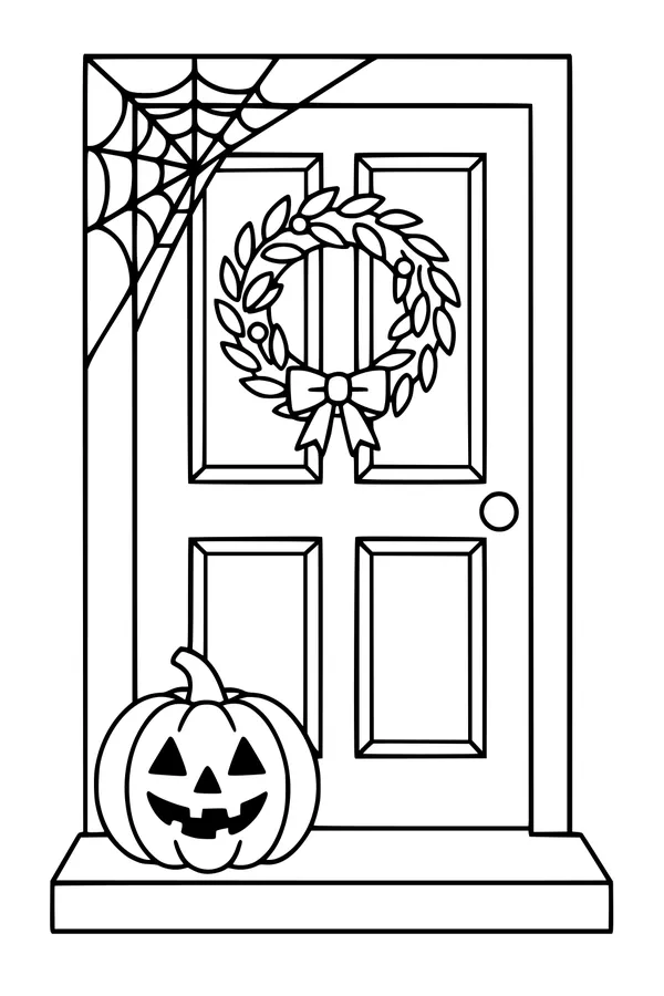Front Porch Pumpkin and Spooky Web