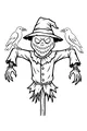 Grinning Scarecrow and Two Chattering Crows