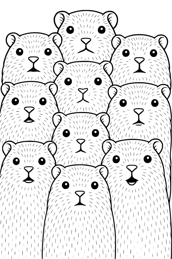 Hamster Friends All in a Row
