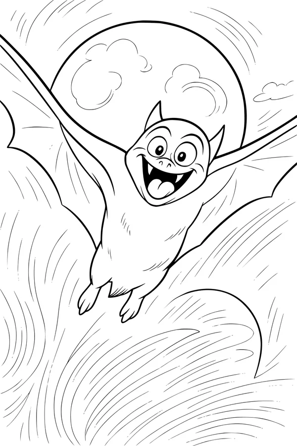 Happy Bat Soars Over Moonlit Fields
