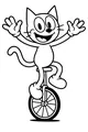 Whiskers the Cat Rides a Unicycle