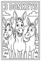Three Happy Donkeys in the Meadow