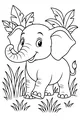 Smiling Elephant Under Jungle Leaves