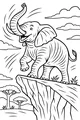Trumpeting Elephant on a Sunny Cliff