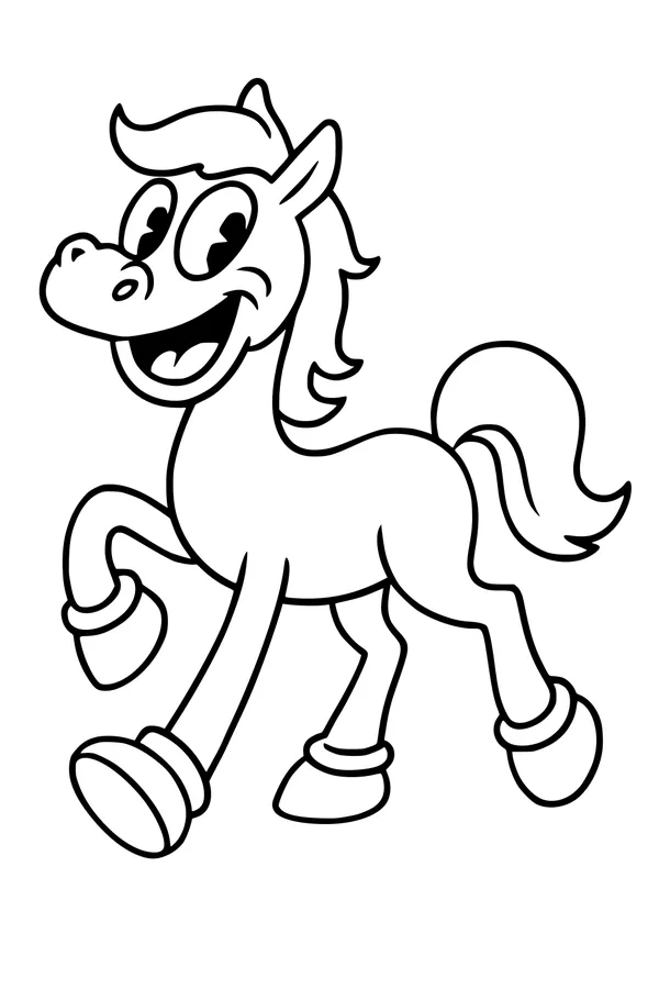 Happy Horse Marches Through The Meadow
