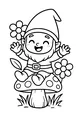 Free Gnome Coloring Page - Smiling Boy on Spotted Mushroom (Printable PDF)
