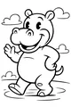 Henry the Happy Hippo Strolls by the Pond