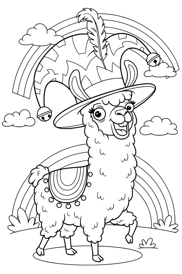 Jolly Llama Under Rainbow Hat Parade