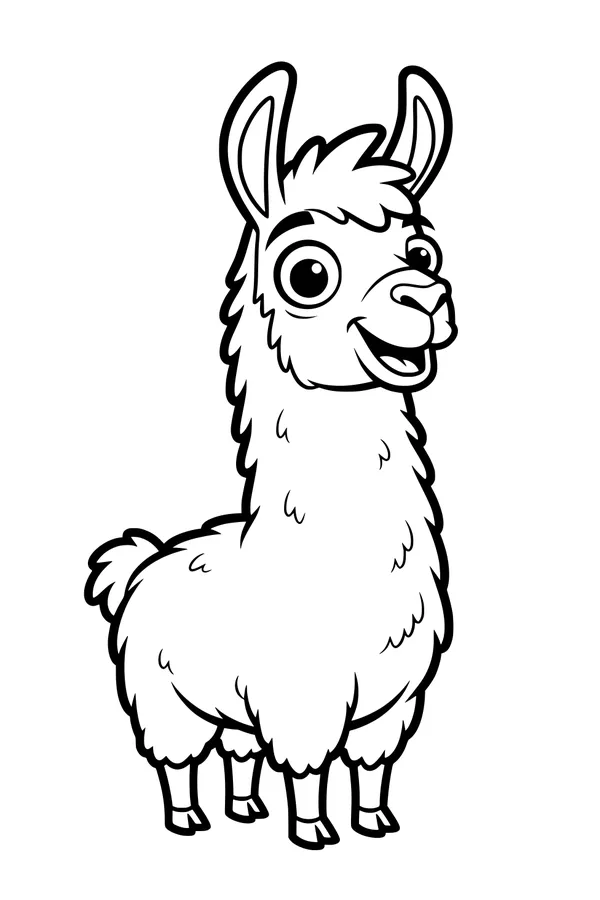 Smiling Llama With Fluffy Ears