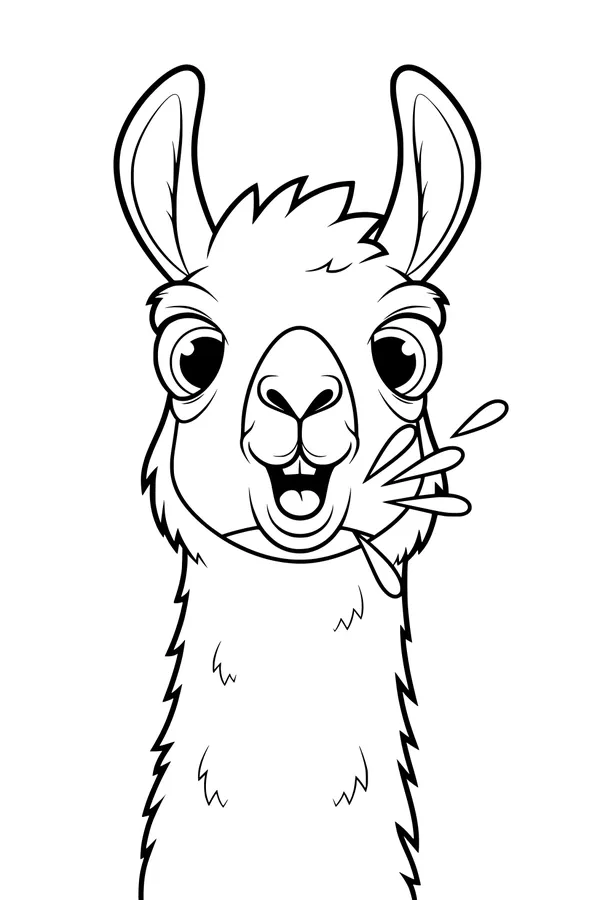 Lively Llama With a Leafy Snack