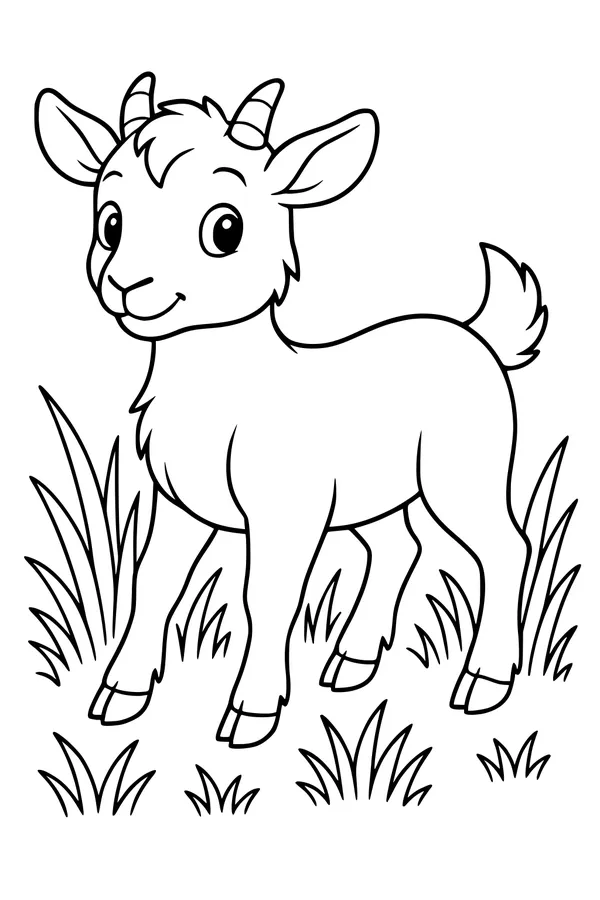Sunny Meadow Goat with a Happy Grin
