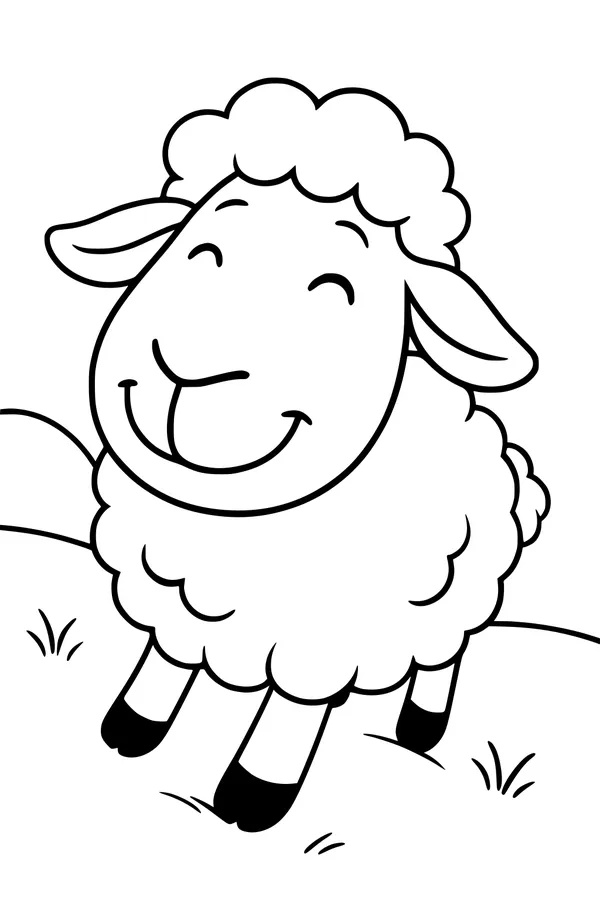 Sunny Meadow Sheep with a Cheeky Grin