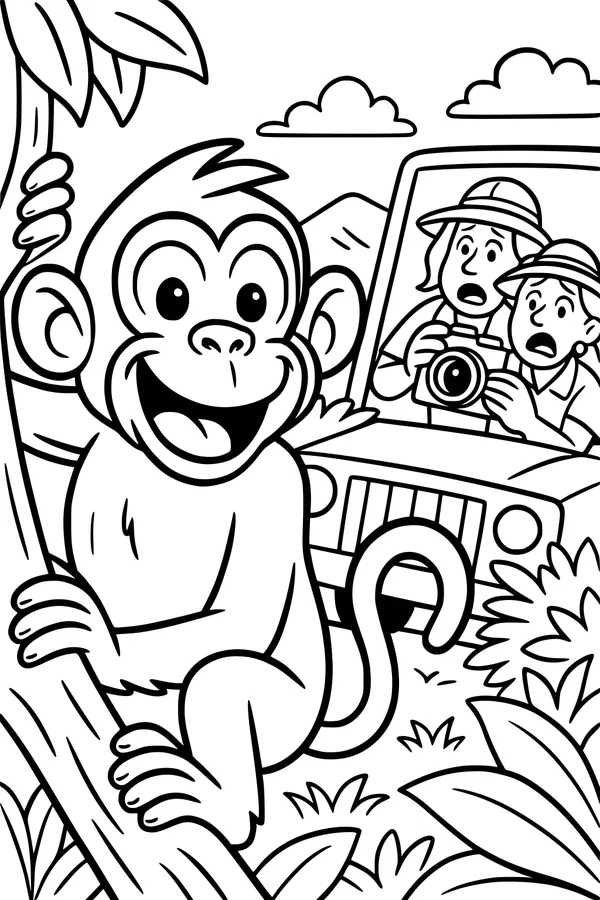 Cheeky Monkey Surprises the Safari