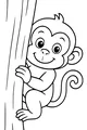 Peekaboo Monkey Hugging a Tall Tree