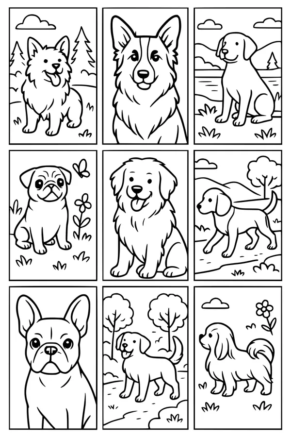 Nine Happy Pups Out and About