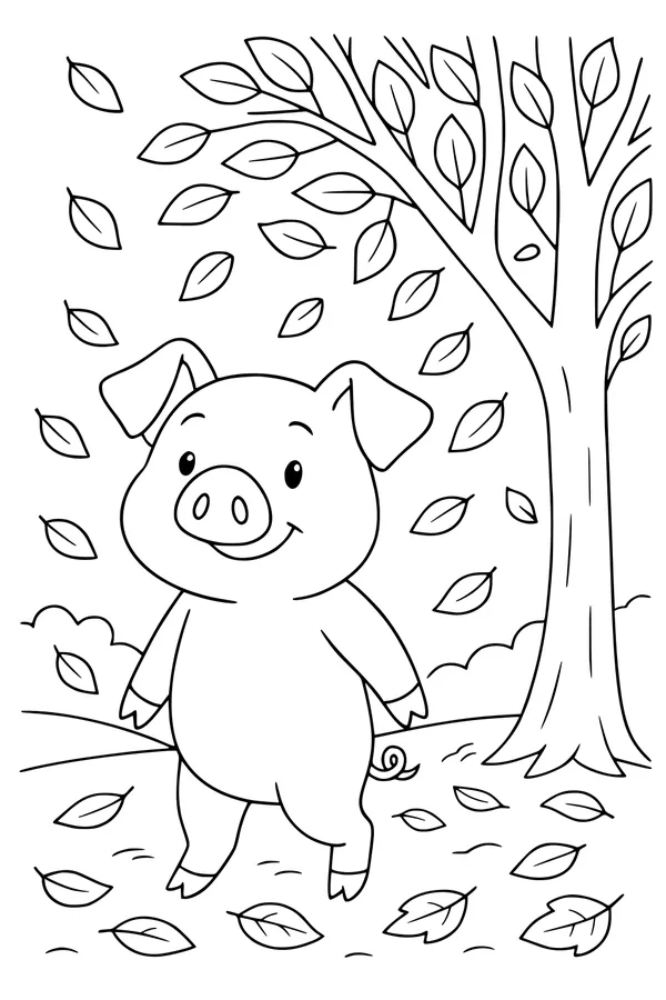 Piglet Among the Whirling Leaves