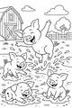 Four Little Pigs Splash in the Mud