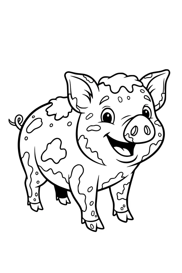 Happy Piglet with Muddly Spots