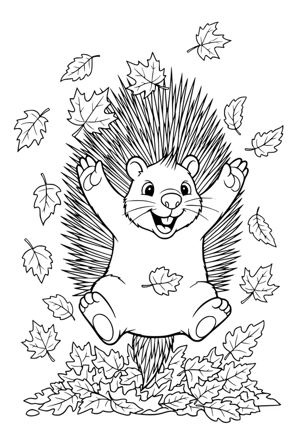 Porcupine Makes a Leafy Landing