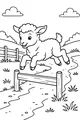 Jumping Lamb on a Country Path