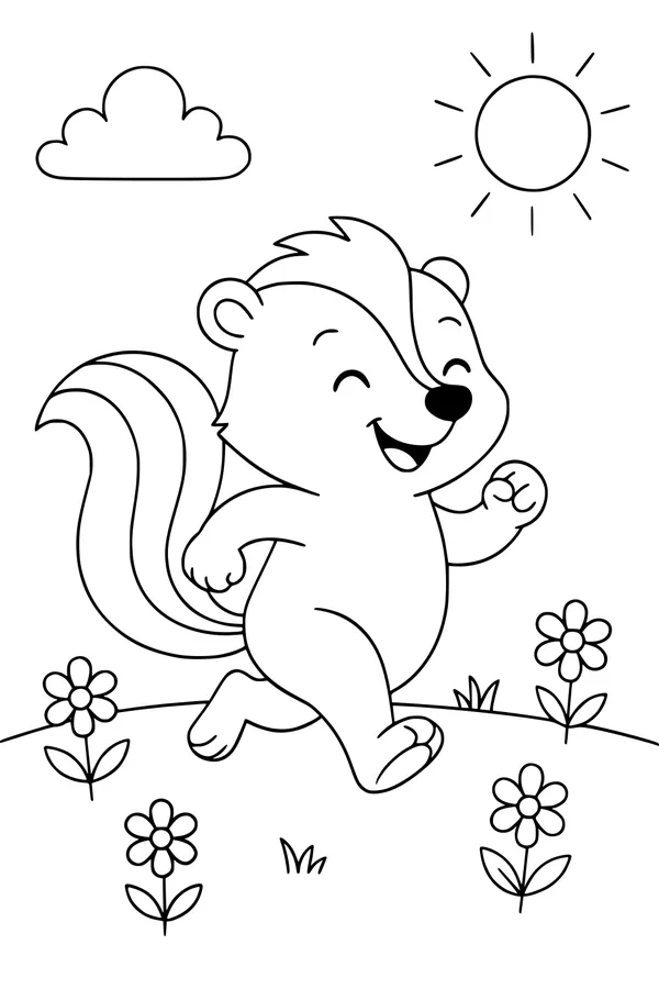 Sunny Day Stroll for a Cheerful Skunk