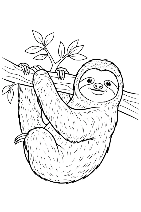 Sunny Branch Sloth Smiles Above the Leaves