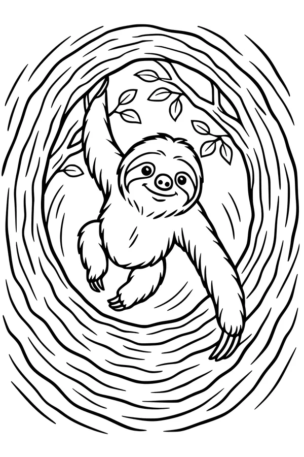 Sunny Sloth in His Cozy Tree Home