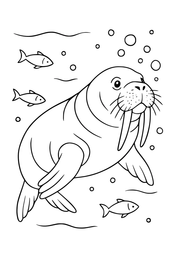 Wally the Walrus Swims with Friends
