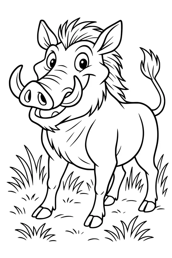 Smiling Warthog in the Tall Grass